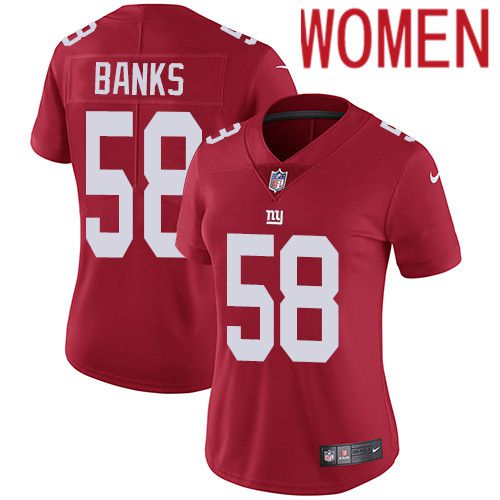 Women New York Giants #58 Carl Banks Nike Red Vapor Limited NFL Jersey
